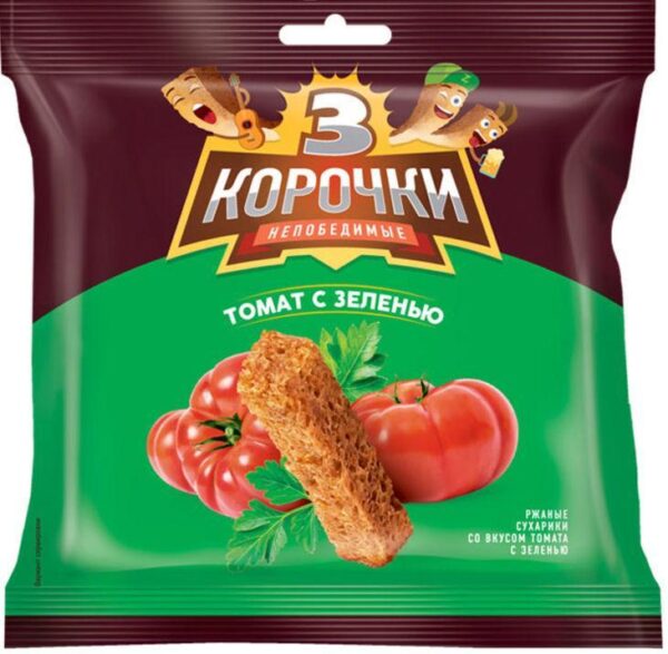 3 Korochki Croutons Tomato With Herbs