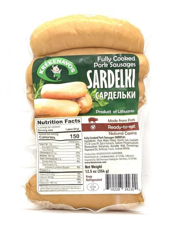 Fully Cooked Sardelki. Pork Sausages